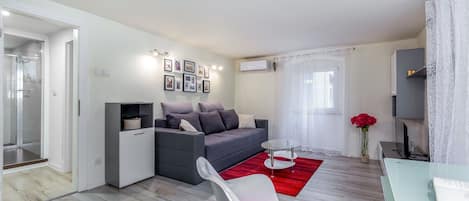 Apartment, 1 Bedroom | Living room | Flat-screen TV