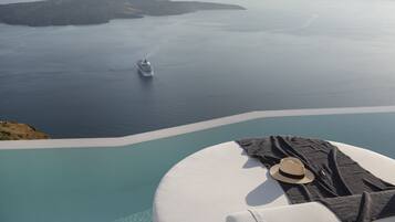 Outdoor pool, pool umbrellas, pool loungers