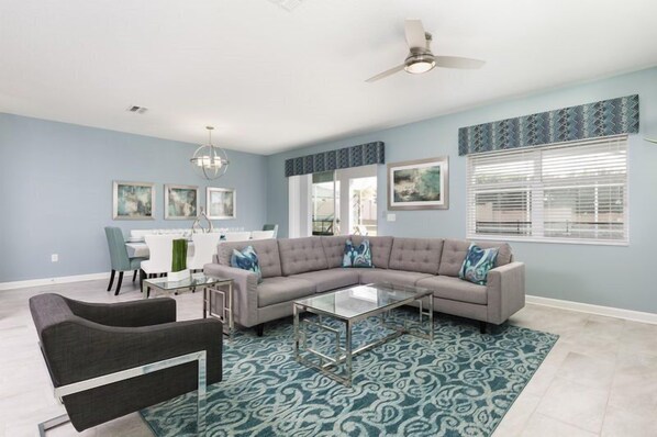 Flat-screen TV, DVD player