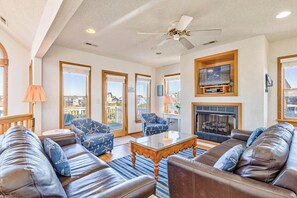 TV, DVD player, foosball, stereo