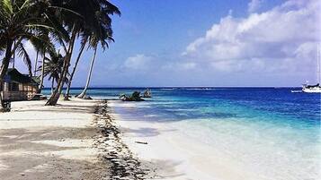 On the beach, white sand, beach bar