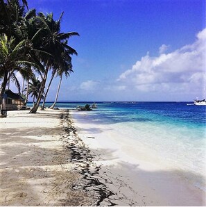 On the beach, white sand, beach bar
