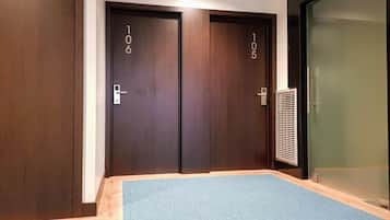 In-room safe, desk, laptop workspace, soundproofing