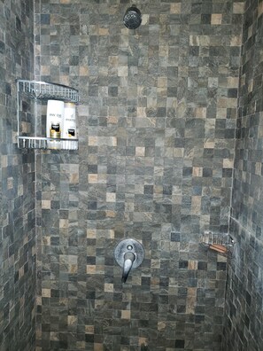 Bathtub, hair dryer, towels, soap