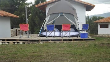 Tent, Private Bathroom, Garden Area | Bed sheets