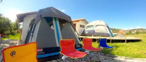 Tent, Private Bathroom, Garden Area | Bed sheets