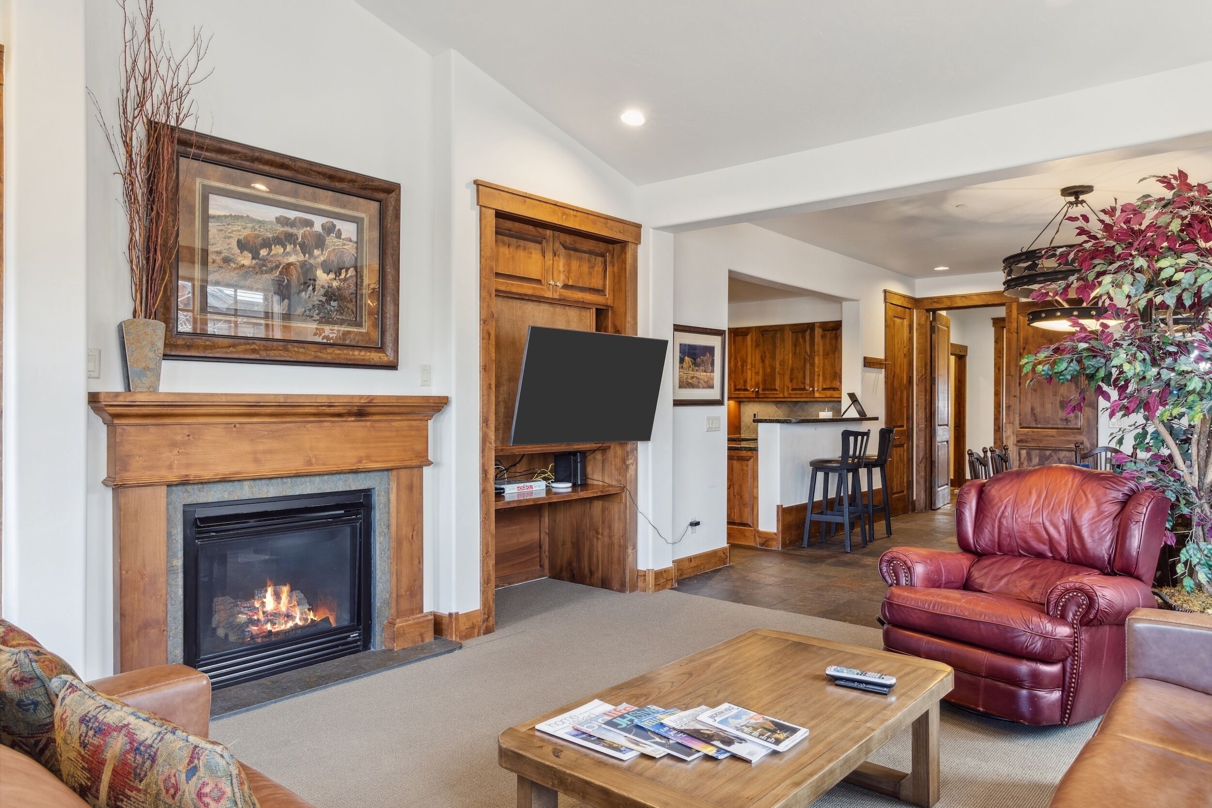 Televisión y chimenea 