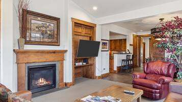 Televisión y chimenea