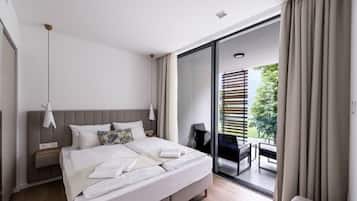 Deluxe Apartment, 2 Bedrooms, Balcony, Lake View | 2 bedrooms, premium bedding, desk, blackout drapes