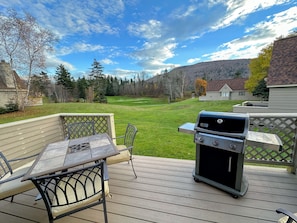 Located right on the course, this home sits in a lovely mountain setting with a lovely back patio to enjoy it from.