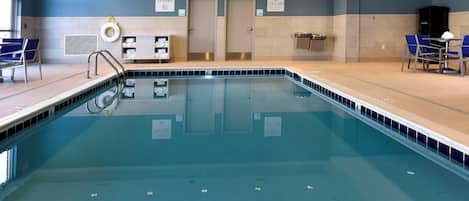 Indoor pool, open 8:00 AM to 10:00 PM, sun loungers