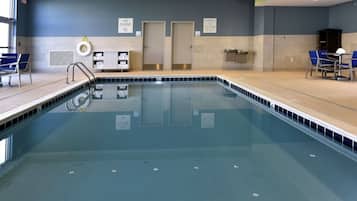 Indoor pool, open 8:00 AM to 10:00 PM, sun loungers