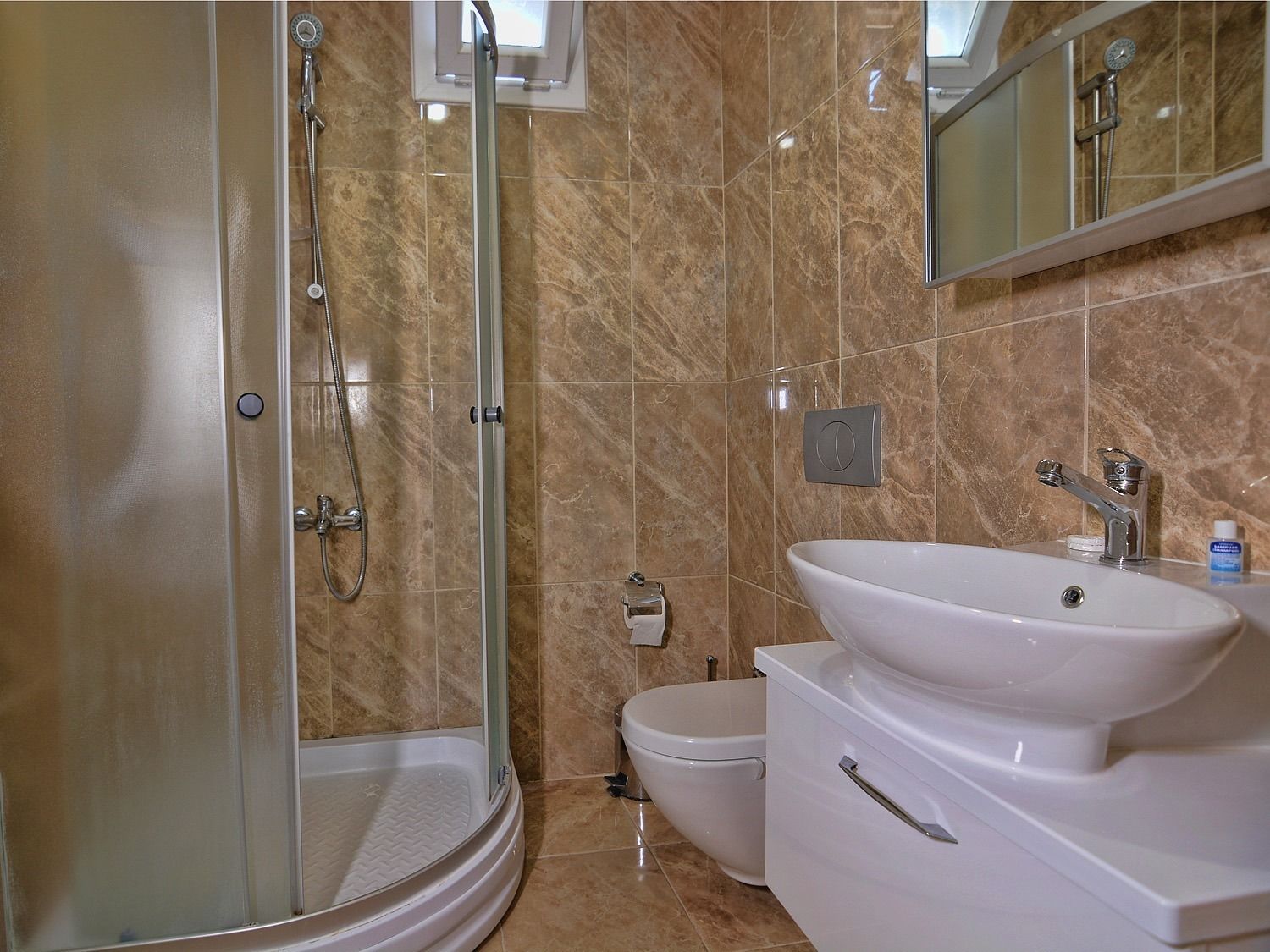 free toiletries, hair dryer, slippers, towels