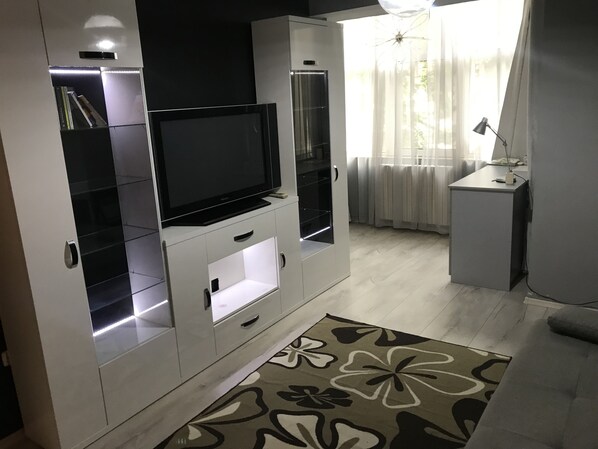 Fernseher, DVD-Player, Bücher, Videothek