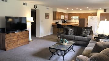 TV, DVD player, foosball, table tennis