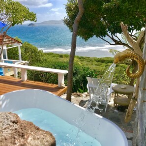 Outdoor spa tub - Two for One! Charming Cottage on hillside with private lounge on Turtle Beach! (BASSETERRE)
