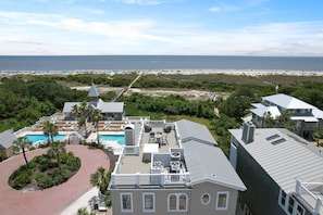 Exterior - Spectacular Ocean Views! Immaculate Family Oceanfront Home, Pool, Rooftop Deck! Emmeline Cottage (Saint Simons Island)