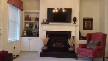 Smart TV, fireplace, foosball, table tennis