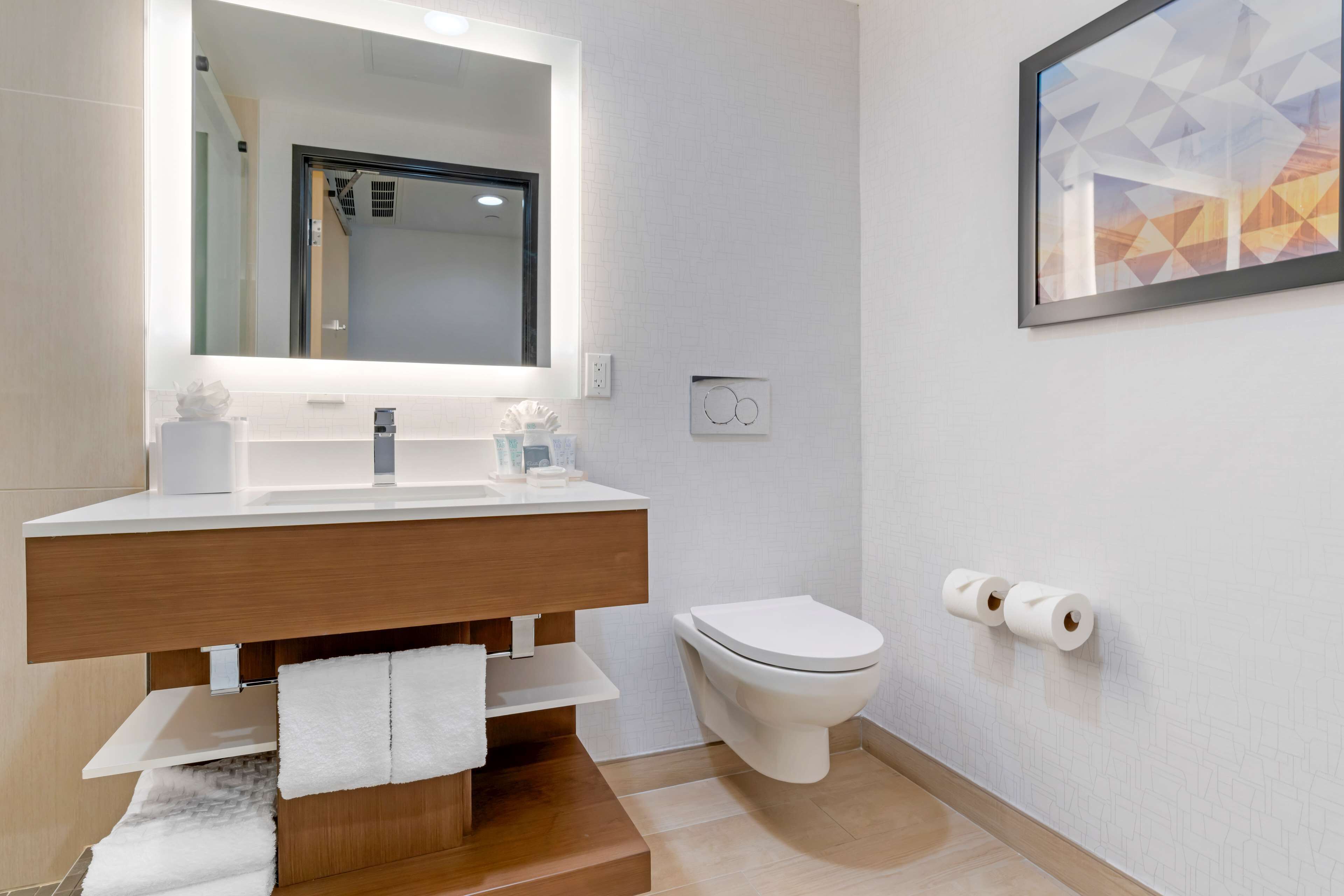 combined shower/bathtub, hair dryer, towels