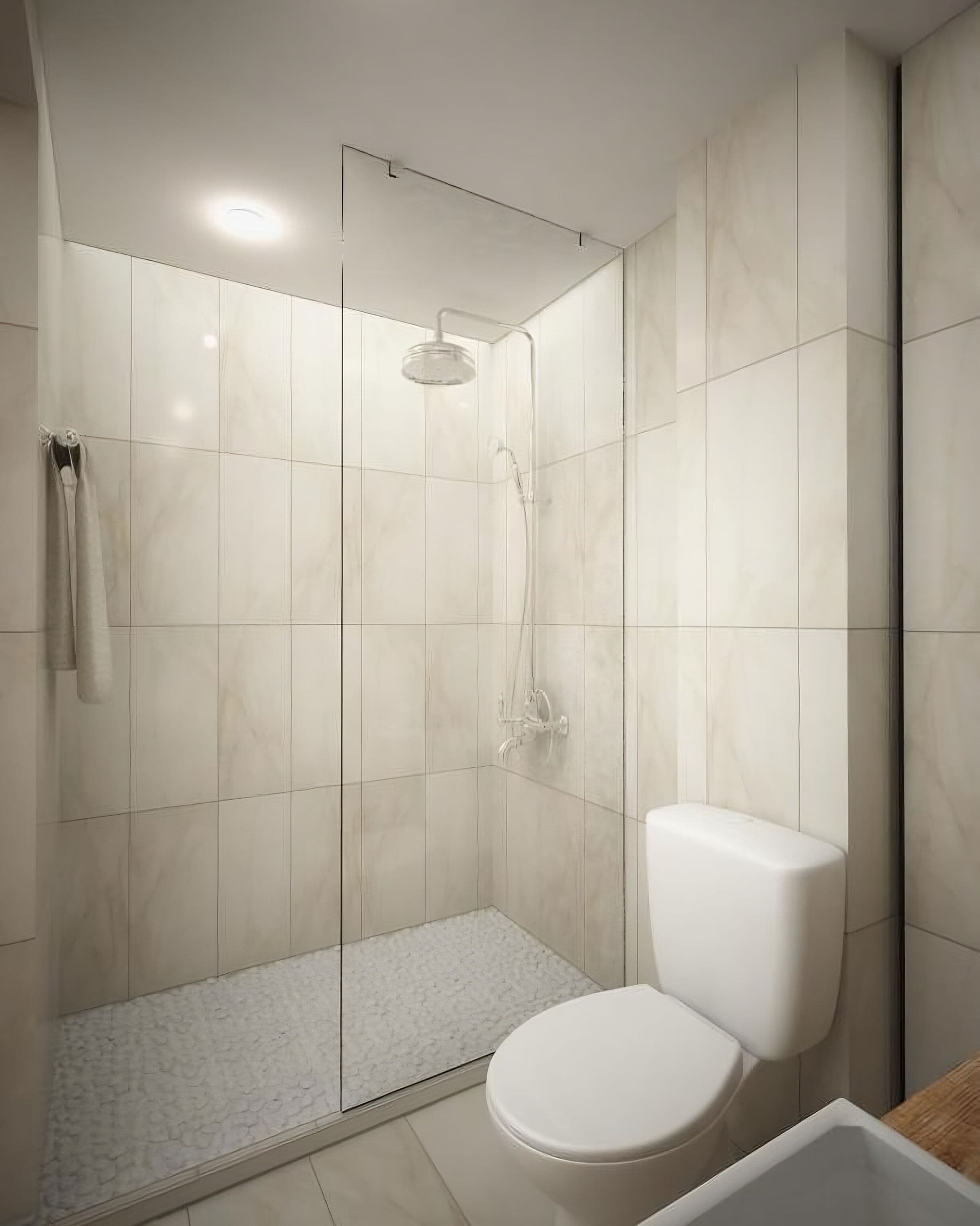 shower, hair dryer, bathrobes, slippers