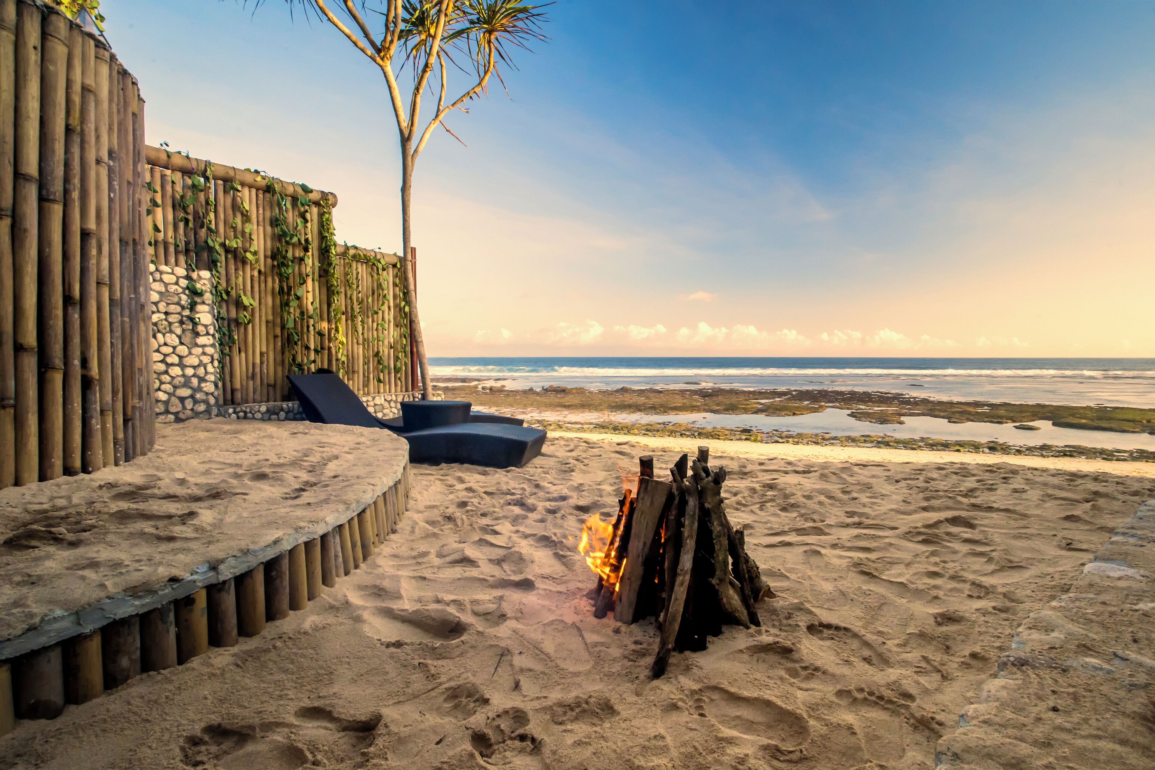 Utsikt mot strand/hav