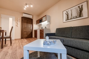 Apartment, 1 Bedroom, Kitchenette, City View (4) | Living area | Flat-screen TV