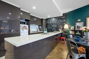 Fridge, microwave, oven, dishwasher