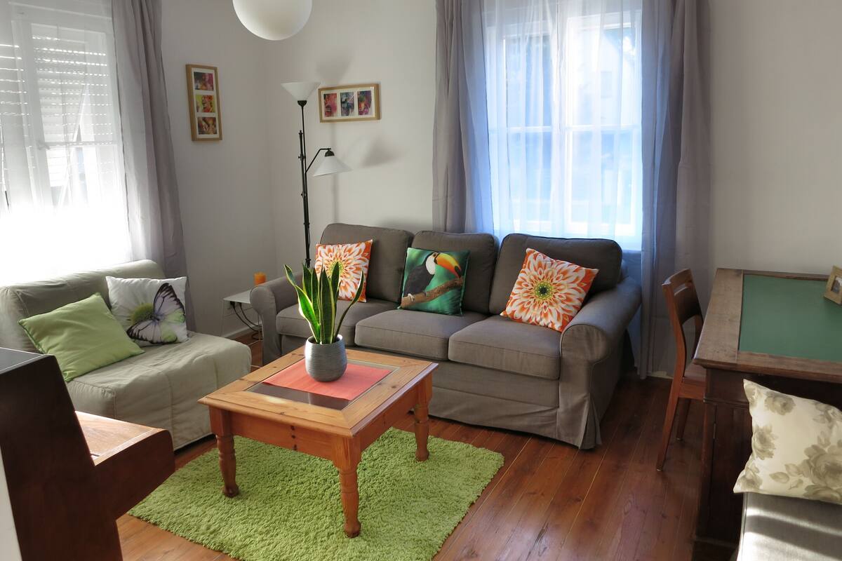 Familienapartment, 1 Schlafzimmer, Gartenblick, Erdgeschoss | Wohnzimmer | Flachbildfernseher