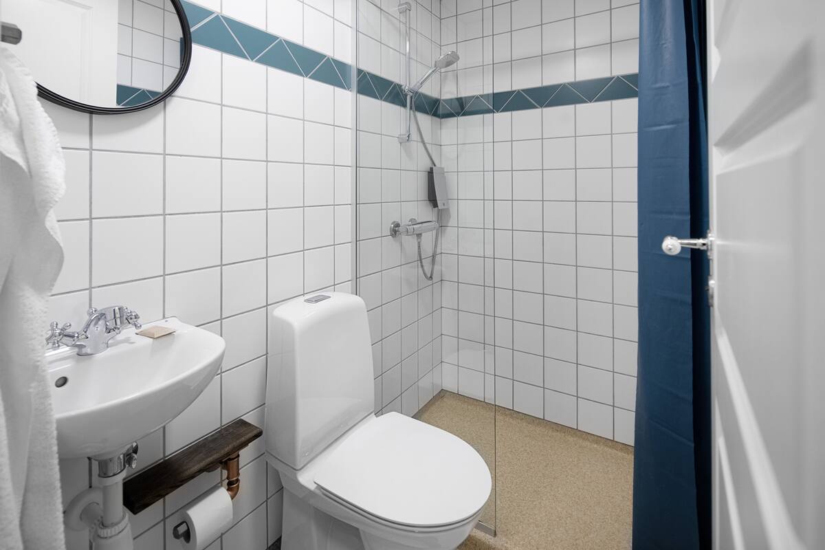 standard double or twin room (double use or single use) | bathroom | shower, hair dryer, towels, soap