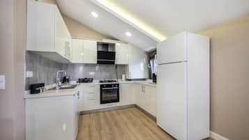 King Terrace Penthouse | Cocina privada | Frigorífico, horno, placa de cocina y lavavajillas