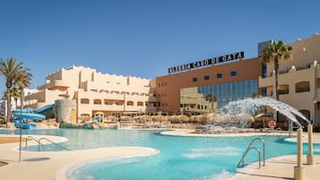 2 outdoor pools, pool umbrellas, sun loungers