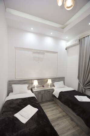 Habitación estándar con 2 camas individuales, vistas al jardín | Sábanas de algodón egipcio y ropa de cama de alta calidad
