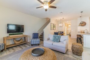 Flat-screen TV, DVD player