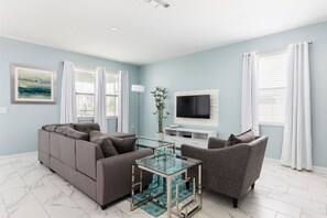 Flat-screen TV, DVD player