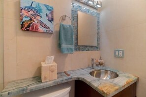 Bathroom vanity with marble counter