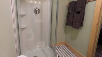 Hair dryer, towels, toilet paper