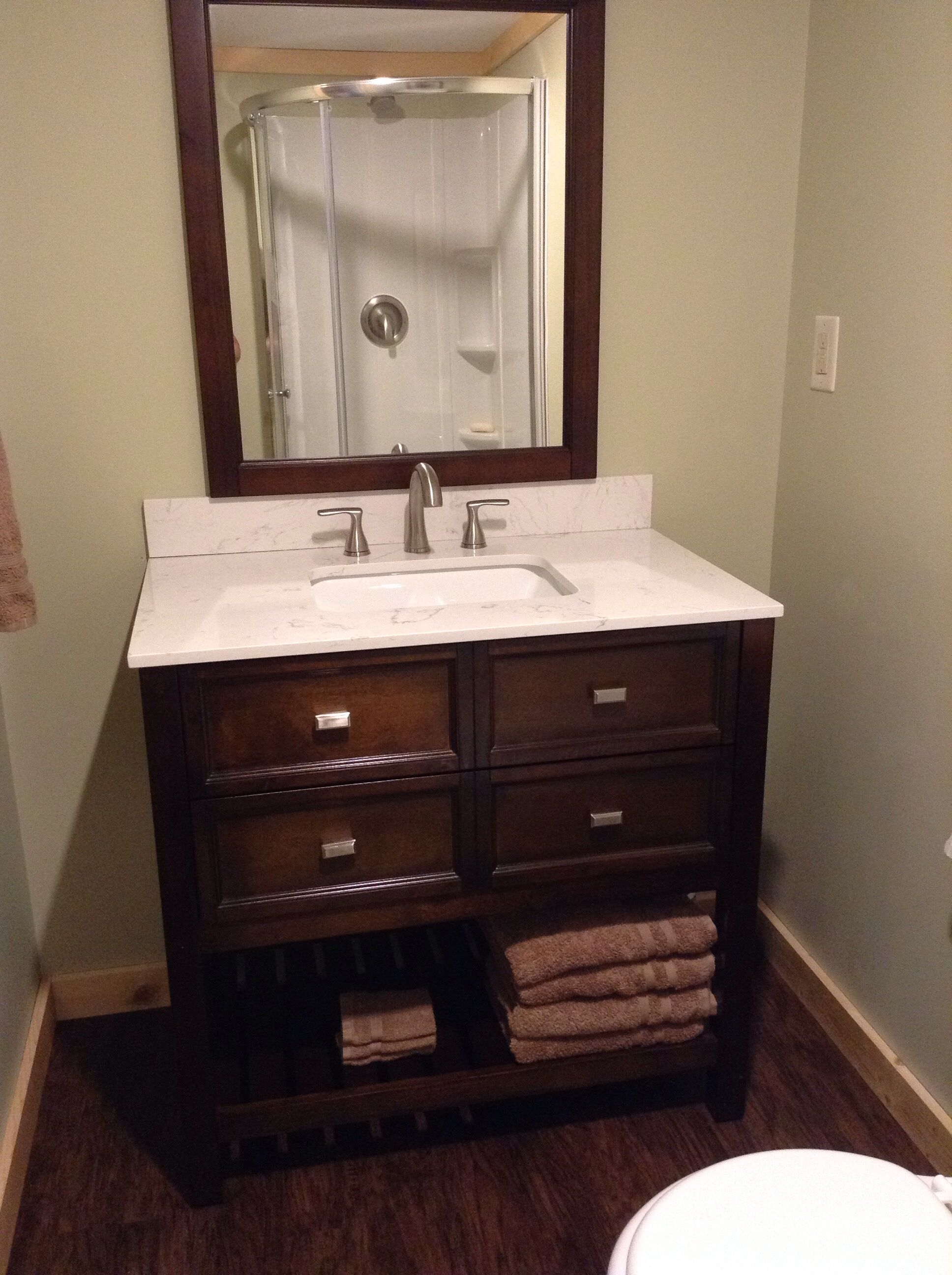 Hair dryer, towels, toilet paper