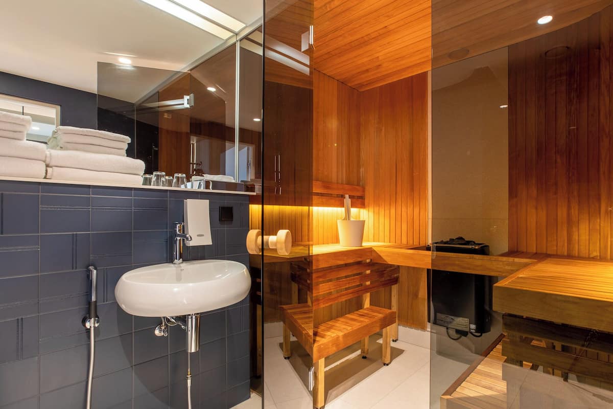 suite, balcony | bathroom | shower, free toiletries, hair dryer, bathrobes