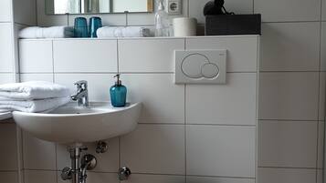 Basic Double or Twin Room | Bathroom | Shower, hair dryer, towels, soap