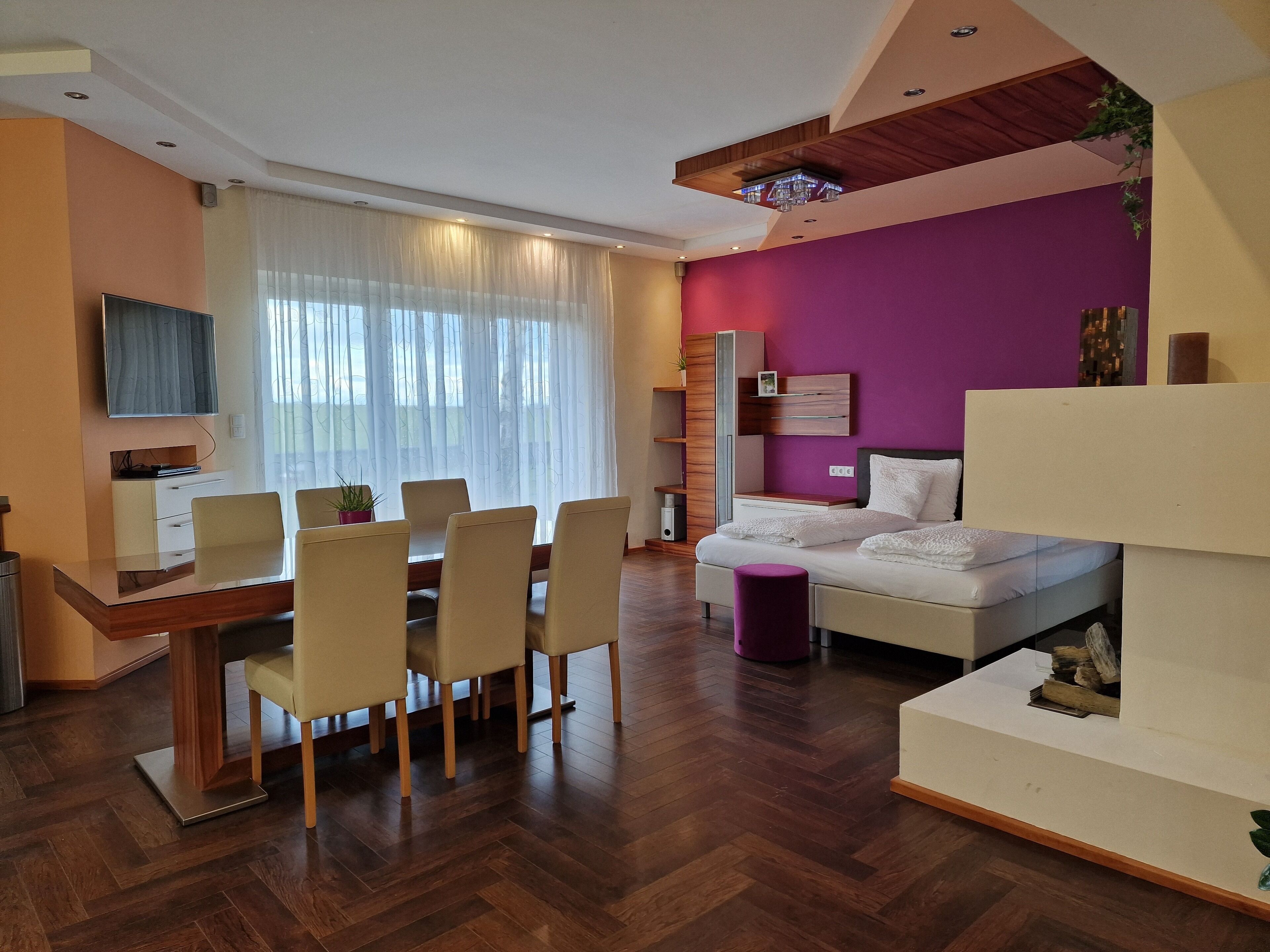 Hypo-allergenic bedding, blackout curtains, iron/ironing board