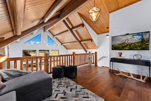 TV connectée, cheminée, chaîne hi-fi