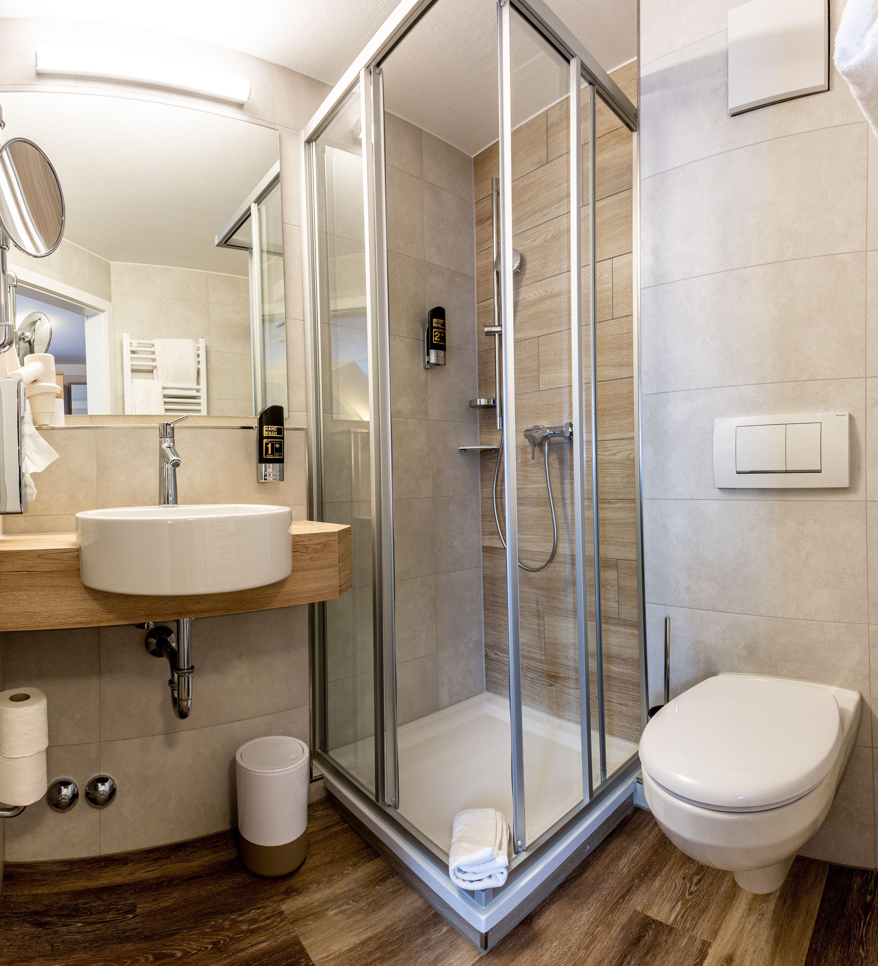 single room | bathroom | shower, free toiletries, hair dryer, towels