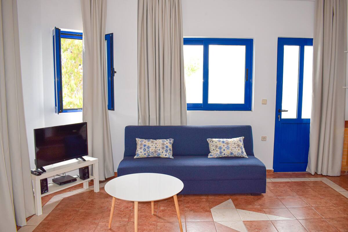 One Bedroom Villa with Plunge Pool | Vardagsrum | Tv, eldstad, Netflix och ett bordtennisbord