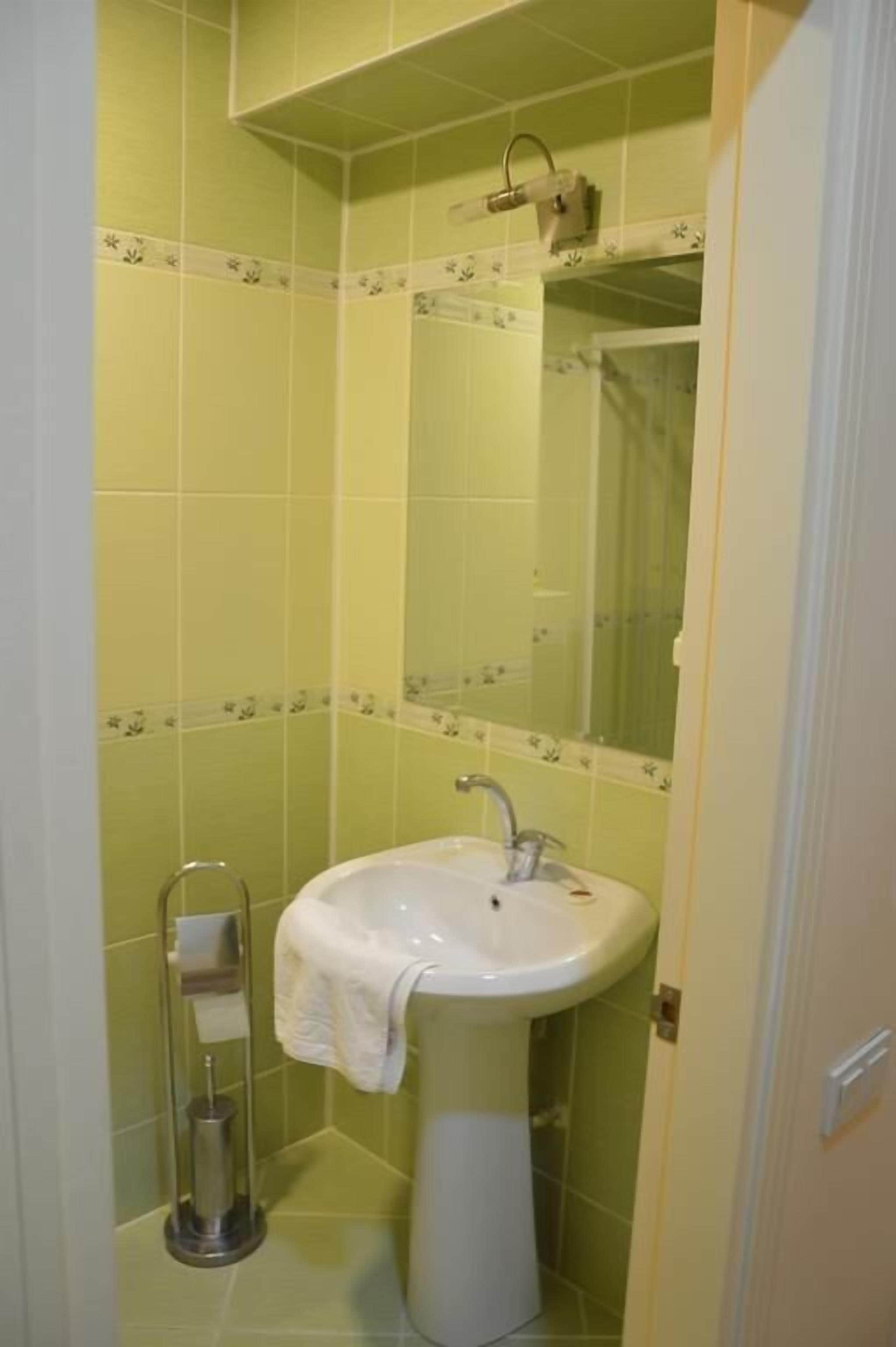 eco-friendly toiletries, hair dryer, slippers, towels