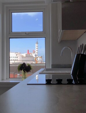 Apartment 5 First Floor | Private kitchen | Full-size fridge, microwave, oven, stovetop - The Place Blackpool (Blackpool)