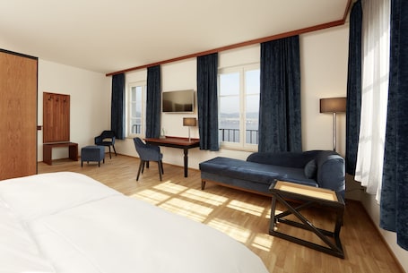 Double Room, Lake View | Hypo-allergenic bedding, in-room safe, desk, blackout drapes. Seehotel Villa Linde