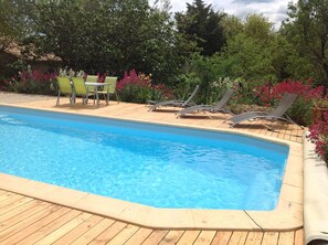 Outdoor pool, pool loungers