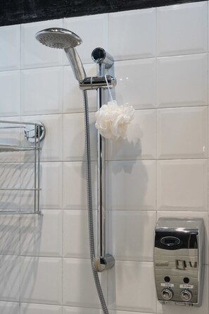 Appartement, 1 chambre | Salle de bain | Douche, douche à « effet pluie », articles de toilette gratuits