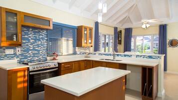 Luxury Villa, 3 Bedrooms | Private kitchen | Fridge, microwave, oven, cookware/dishes/utensils