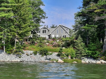 Enjoy a secluded shoreline home mid-way between the 2 parts of Acadia Natl Park!